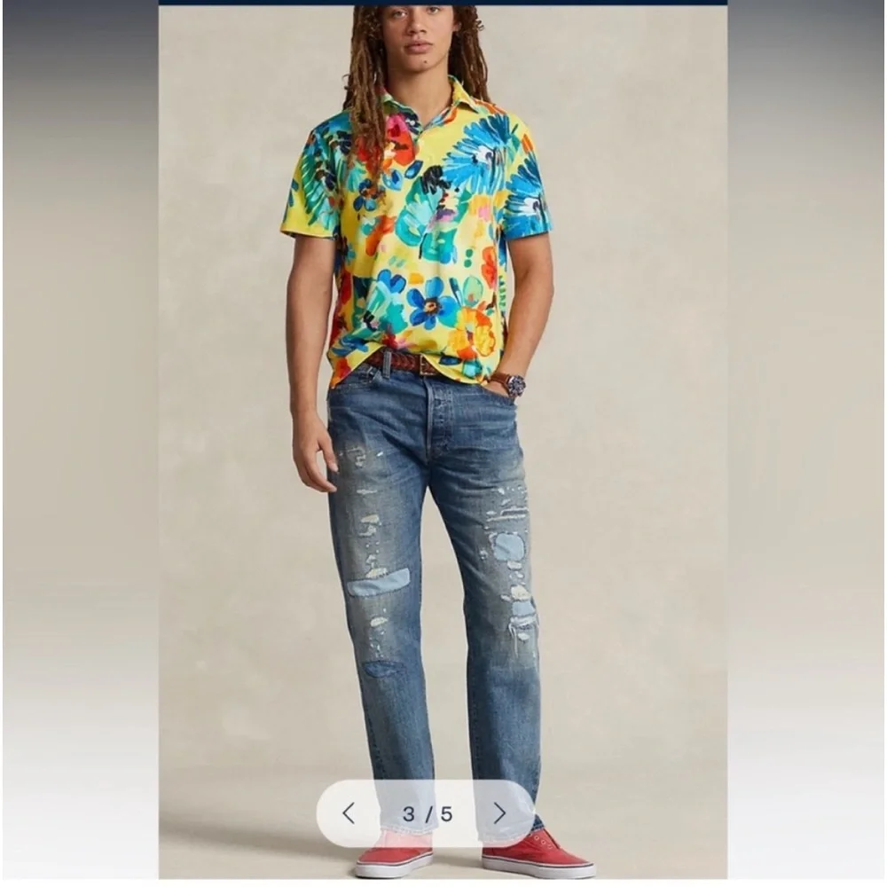 NWT Polo Ralph Lauren Classic Fit Floral Mesh Polo Shirt